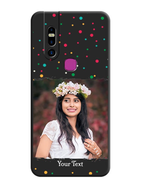 Custom Multicolor Dotted Pattern with Text on Space Black Custom Soft Matte Phone Back Cover - Infinix S5 Pro