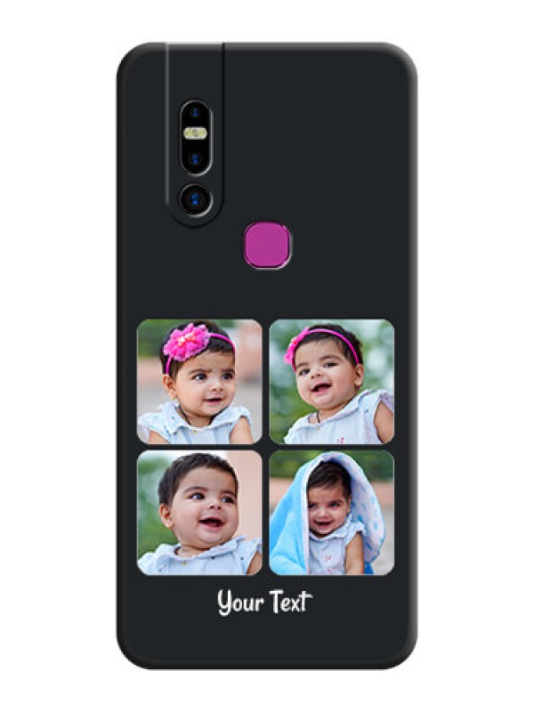 Custom Floral Art with 6 Image Holder - Photo on Space Black Soft Matte Mobile Case - Infinix S5 Pro