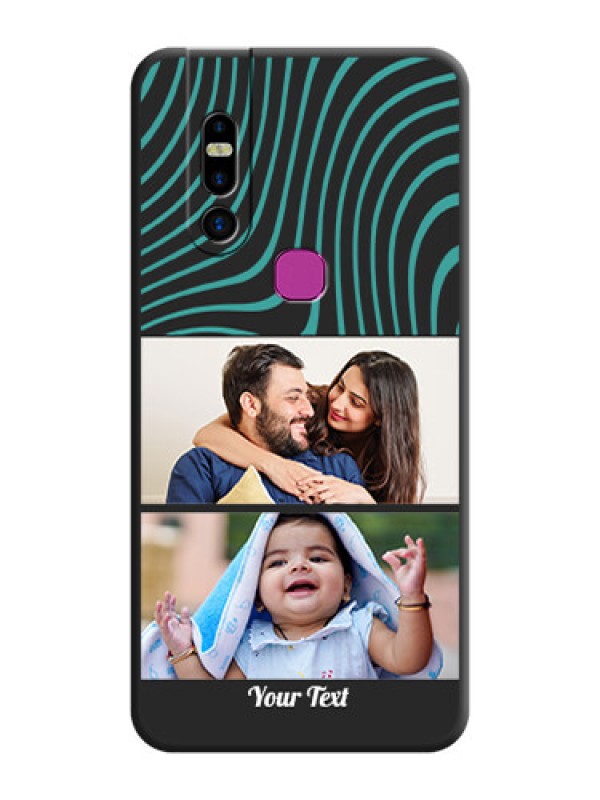 Custom Wave Pattern with 2 Image Holder on Space Black Personalized Soft Matte Phone Covers - Infinix S5 Pro