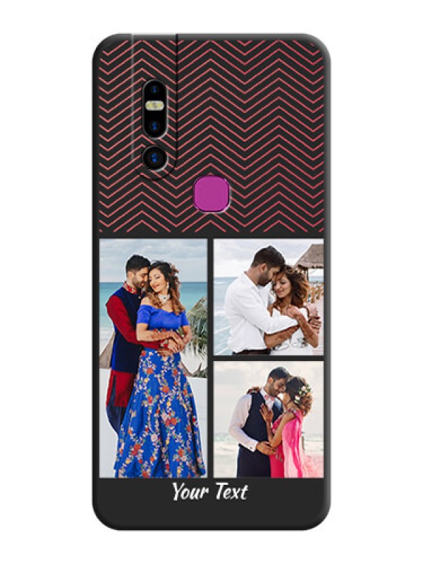Custom Wave Pattern with 3 Image Holder on Space Black Custom Soft Matte Back Cover - Infinix S5 Pro