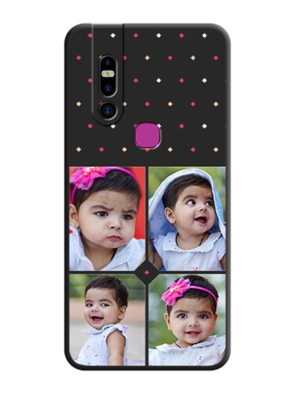 Custom Multicolor Dotted Pattern with 4 Image Holder on Space Black Custom Soft Matte Phone Cases - Infinix S5 Pro