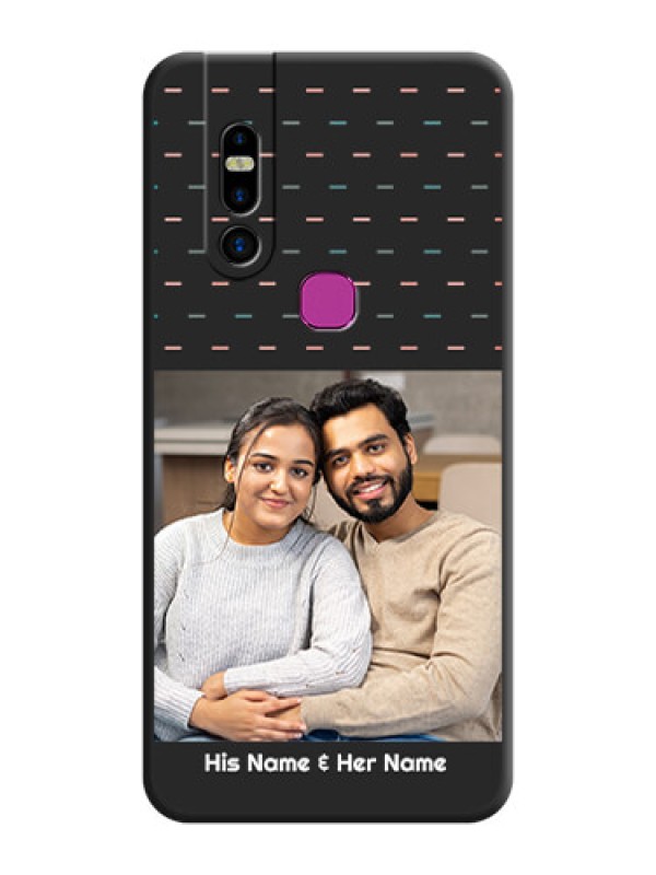 Custom Line Pattern Design with Text on Space Black Custom Soft Matte Phone Back Cover - Infinix S5 Pro