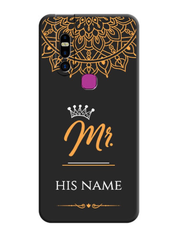 Custom Mr Name with Floral Design on Personalised Space Black Soft Matte Cases - Infinix S5 Pro