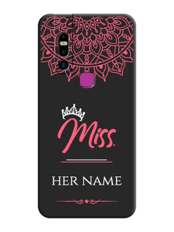 Custom Mrs Name with Floral Design on Space Black Personalized Soft Matte Phone Covers - Infinix S5 Pro