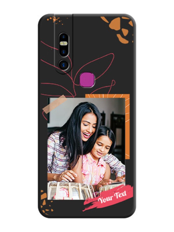 Custom Orange Photo Frame on Space Black Custom Soft Matte Phone Back Cover - Infinix S5 Pro