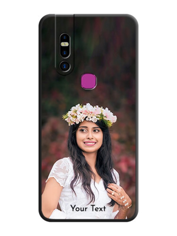 Custom Full Single Pic Upload With Text On Space Black Personalized Soft Matte Phone Covers - Infinix S5 Pro