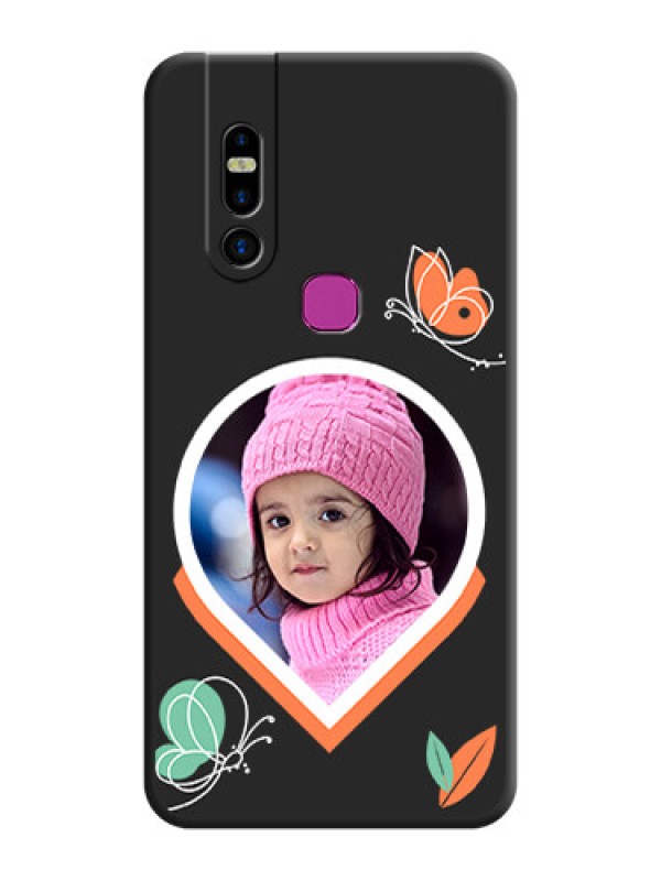 Custom Upload Pic With Simple Butterly Design On Space Black Personalized Soft Matte Phone Covers - Infinix S5 Pro