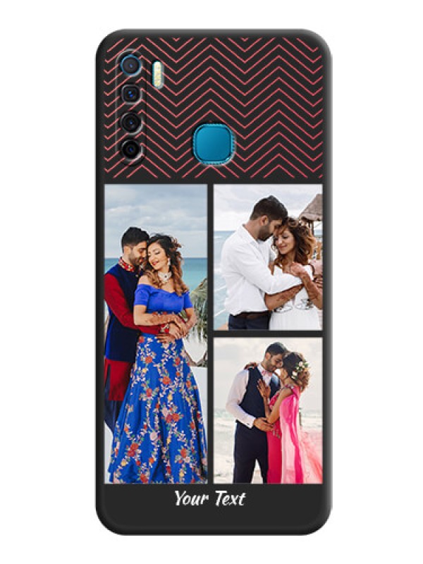 Custom Wave Pattern with 3 Image Holder on Space Black Custom Soft Matte Back Cover - Infinix S5