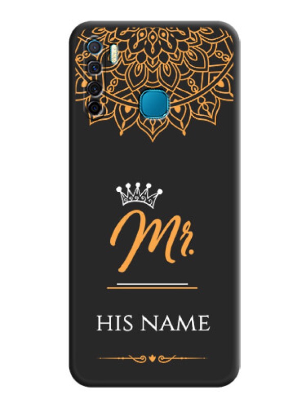Custom Mr Name with Floral Design  on Personalised Space Black Soft Matte Cases - Infinix S5