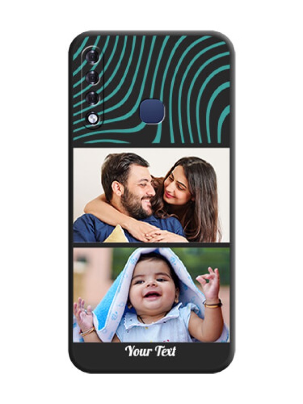 Custom Wave Pattern with 2 Image Holder on Space Black Personalized Soft Matte Phone Covers - Infinix Smart 3 Plus