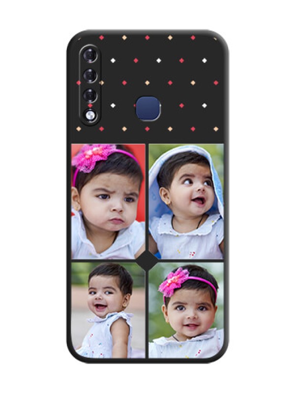 Custom Multicolor Dotted Pattern with 4 Image Holder on Space Black Custom Soft Matte Phone Cases - Infinix Smart 3 Plus