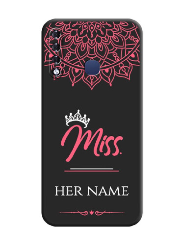 Custom Mrs Name with Floral Design on Space Black Personalized Soft Matte Phone Covers - Infinix Smart 3 Plus