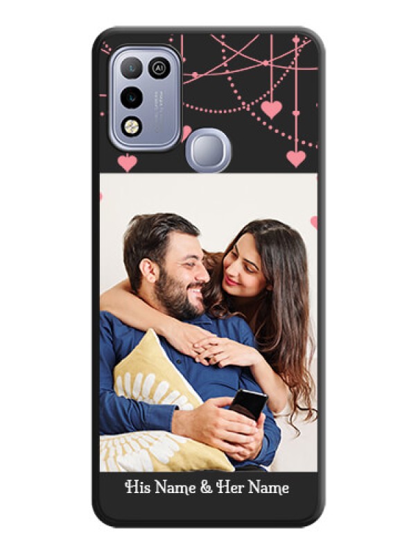 Custom Pink Love Hangings with Text on Space Black Custom Soft Matte Back Cover - Infinix Smart 5