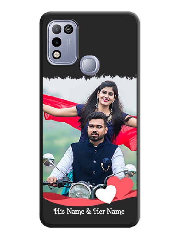 Custom Pin Color Love Shaped Ribbon Design with Text on Space Black Custom Soft Matte Phone Back Cover - Infinix Smart 5