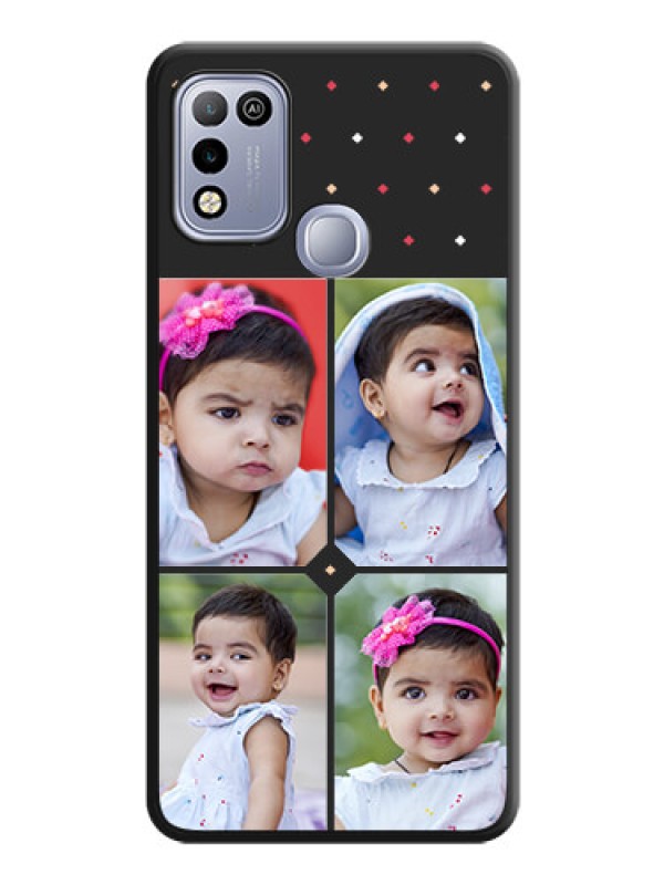 Custom Multicolor Dotted Pattern with 4 Image Holder on Space Black Custom Soft Matte Phone Cases - Infinix Smart 5