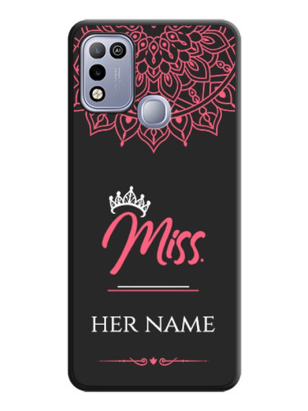 Custom Mrs Name with Floral Design on Space Black Personalized Soft Matte Phone Covers - Infinix Smart 5