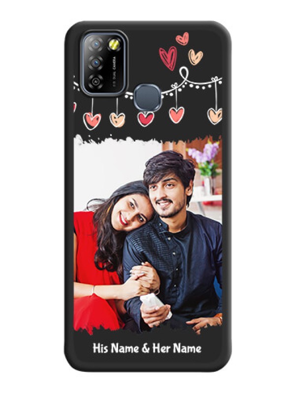Custom Pink Love Hangings with Name on Space Black Custom Soft Matte Phone Cases - Infinix Smart 5A