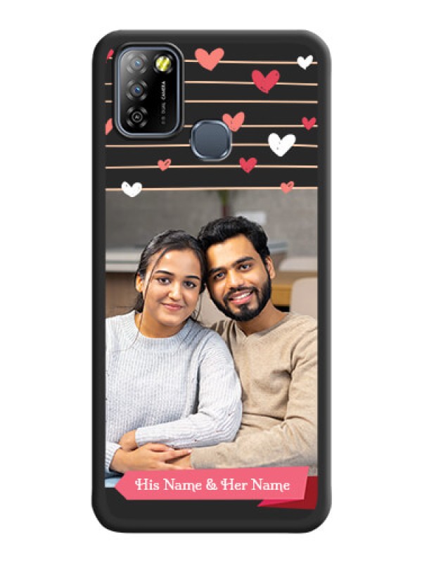 Custom Love Pattern with Name on Pink Ribbon on Photo on Space Black Soft Matte Back Cover - Infinix Smart 5A