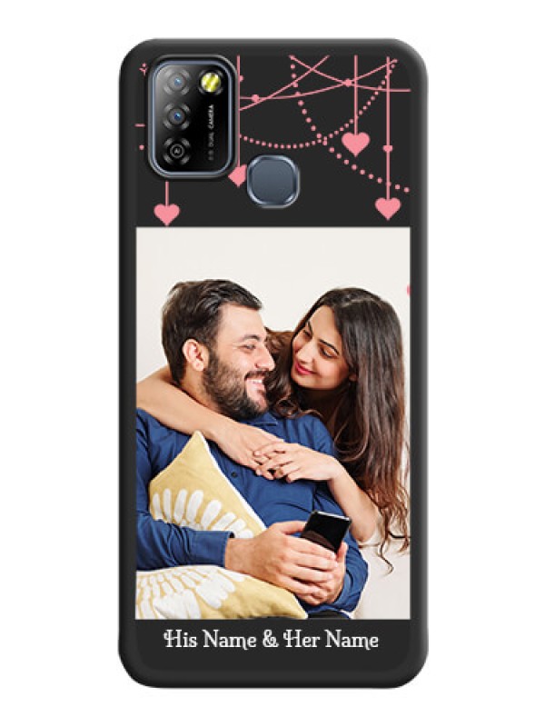Custom Pink Love Hangings with Text on Space Black Custom Soft Matte Back Cover - Infinix Smart 5A