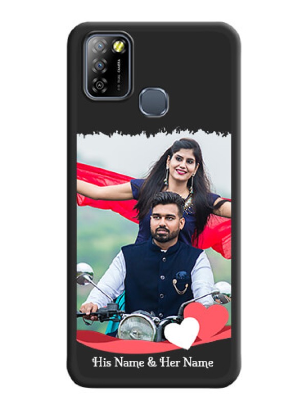 Custom Pin Color Love Shaped Ribbon Design with Text on Space Black Custom Soft Matte Phone Back Cover - Infinix Smart 5A