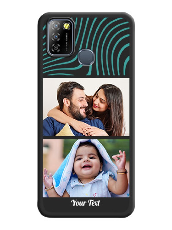 Custom Wave Pattern with 2 Image Holder on Space Black Personalized Soft Matte Phone Covers - Infinix Smart 5A