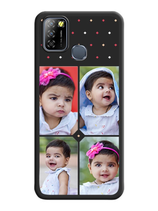 Custom Multicolor Dotted Pattern with 4 Image Holder on Space Black Custom Soft Matte Phone Cases - Infinix Smart 5A