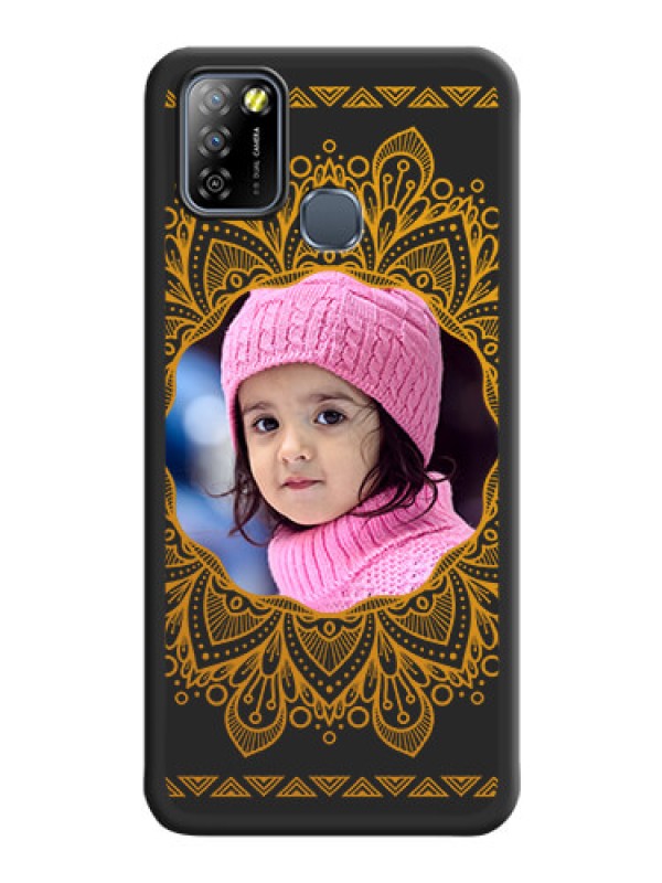 Custom Round Image with Floral Design on Photo on Space Black Soft Matte Mobile Cover - Infinix Smart 5A