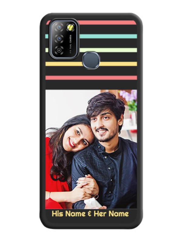 Custom Color Stripes with Photo and Text on Photo on Space Black Soft Matte Mobile Case - Infinix Smart 5A