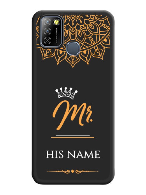 Custom Mr Name with Floral Design on Personalised Space Black Soft Matte Cases - Infinix Smart 5A