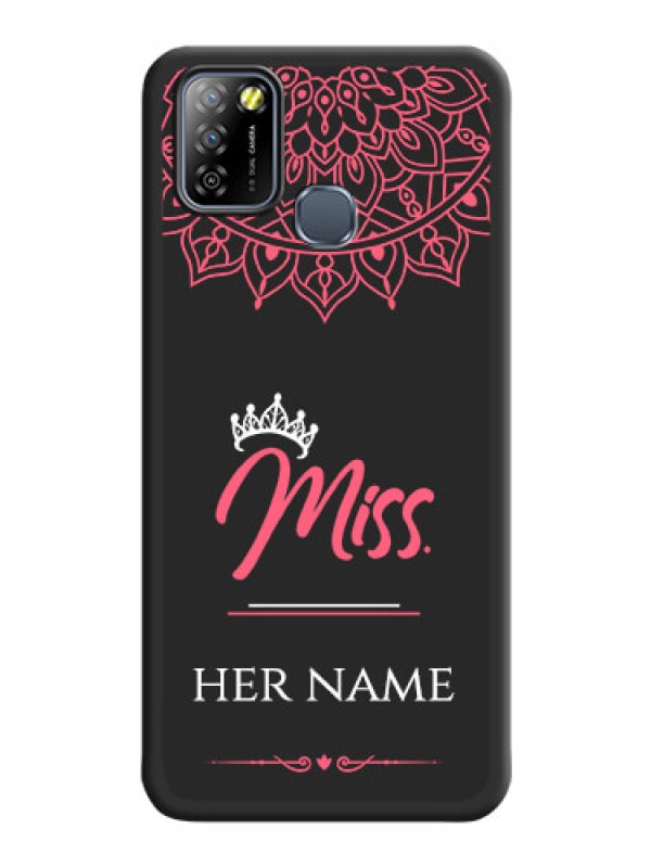 Custom Mrs Name with Floral Design on Space Black Personalized Soft Matte Phone Covers - Infinix Smart 5A