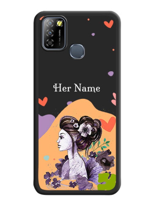 Custom Namecase For Her With Fancy Lady Image On Space Black Personalized Soft Matte Phone Covers -Infinix Smart 5A