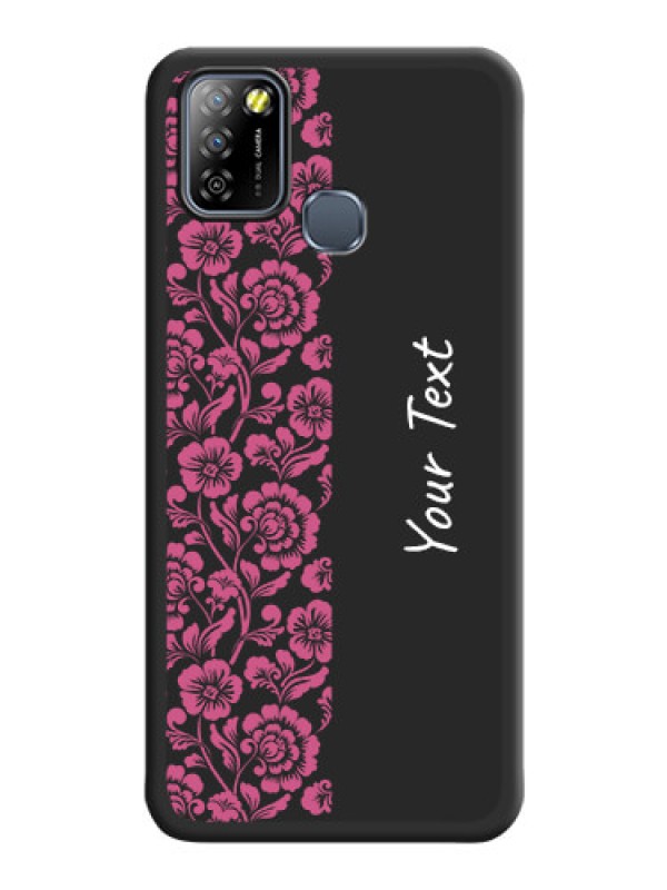 Custom Pink Floral Pattern Design With Custom Text On Space Black Personalized Soft Matte Phone Covers -Infinix Smart 5A