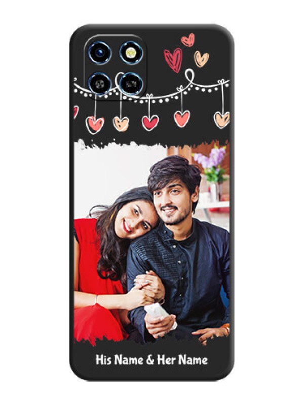 Custom Pink Love Hangings with Name on Space Black Custom Soft Matte Phone Cases - Infinix Smart 6 HD