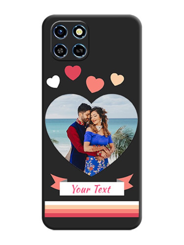 Custom Love Shaped Photo with Colorful Stripes on Personalised Space Black Soft Matte Cases - Infinix Smart 6 HD