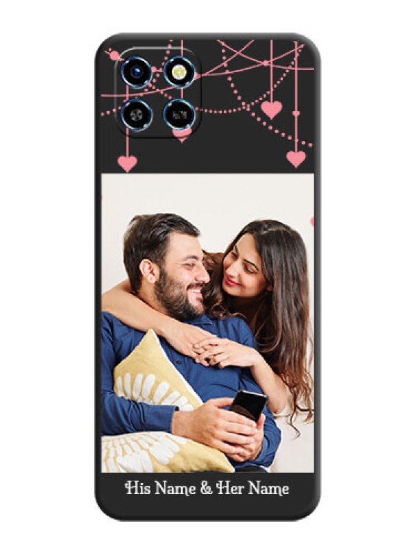 Custom Pink Love Hangings with Text on Space Black Custom Soft Matte Back Cover - Infinix Smart 6 HD