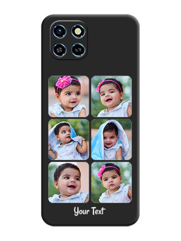 Custom Floral Art with 6 Image Holder - Photo on Space Black Soft Matte Mobile Case - Infinix Smart 6 HD