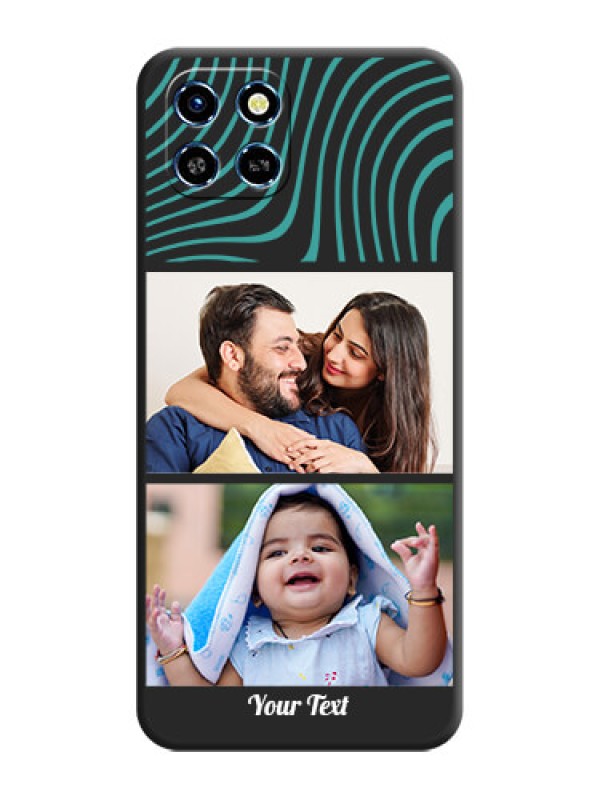 Custom Wave Pattern with 2 Image Holder on Space Black Personalized Soft Matte Phone Covers - Infinix Smart 6 HD