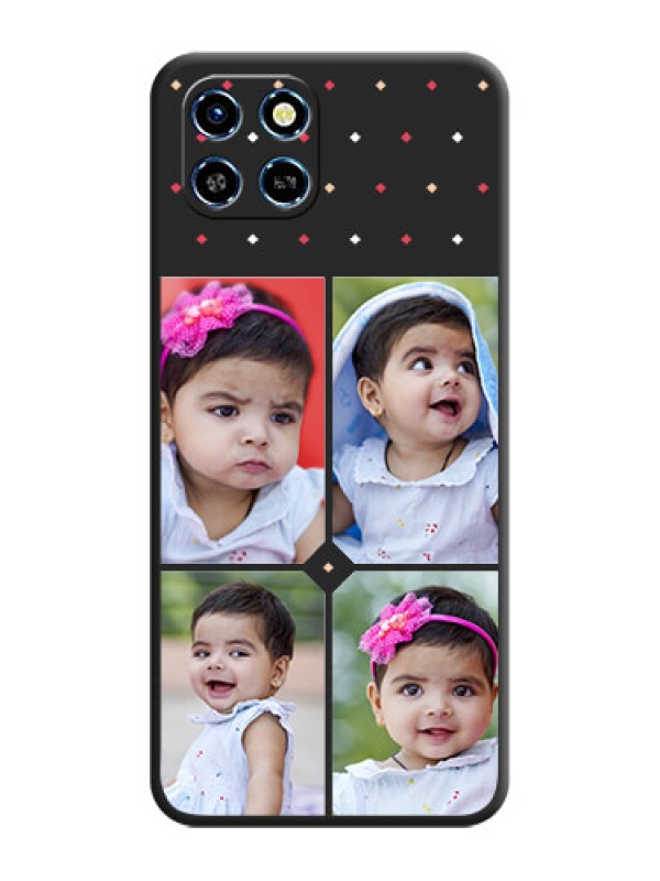 Custom Multicolor Dotted Pattern with 4 Image Holder on Space Black Custom Soft Matte Phone Cases - Infinix Smart 6 HD