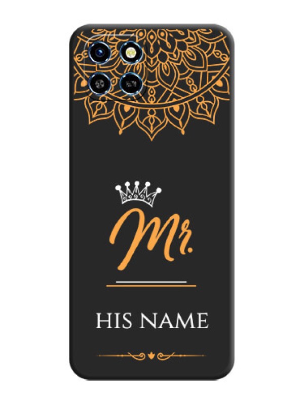 Custom Mr Name with Floral Design on Personalised Space Black Soft Matte Cases - Infinix Smart 6 HD