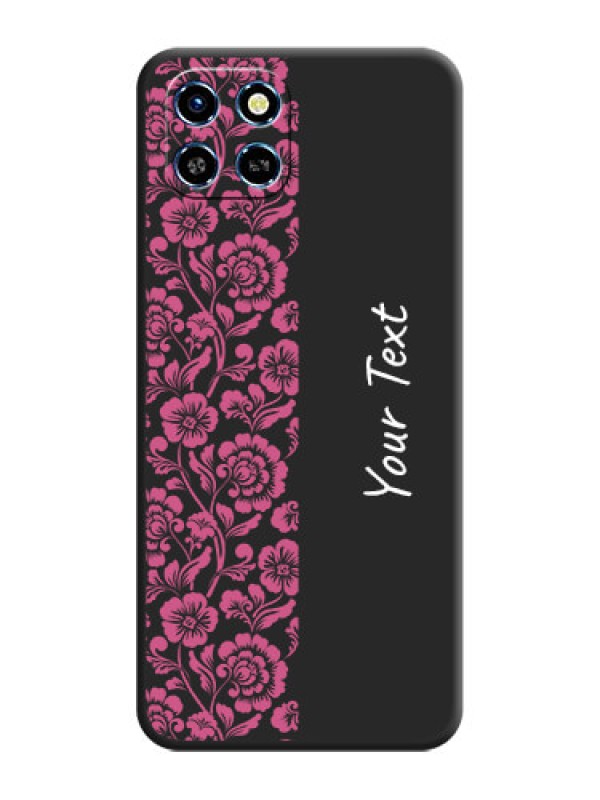 Custom Pink Floral Pattern Design With Custom Text On Space Black Personalized Soft Matte Phone Covers - Infinix Smart 6 HD