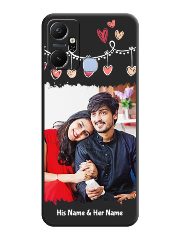 Custom Pink Love Hangings with Name on Space Black Custom Soft Matte Phone Cases - Infinix Smart 6 Plus