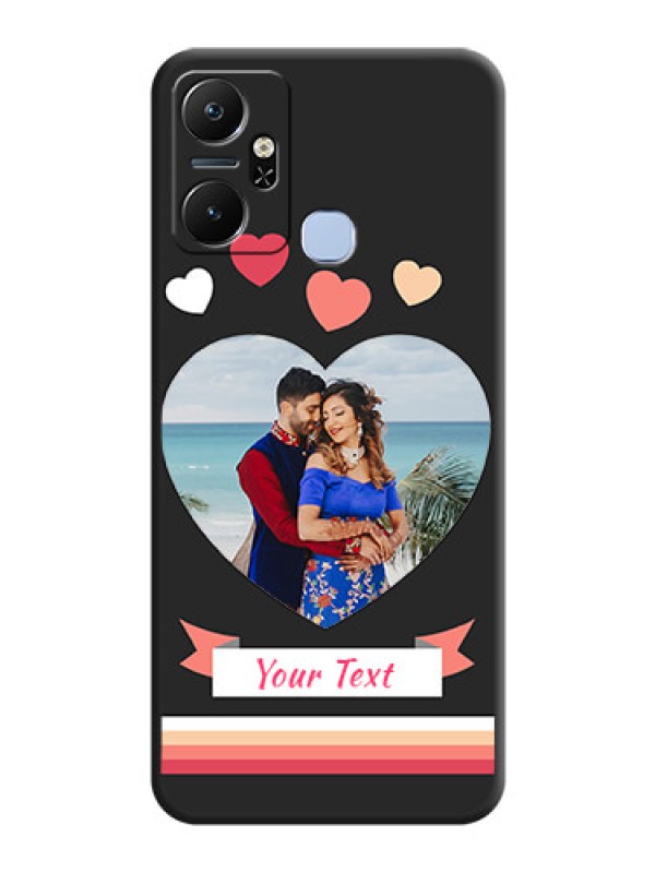 Custom Love Shaped Photo with Colorful Stripes on Personalised Space Black Soft Matte Cases - Infinix Smart 6 Plus