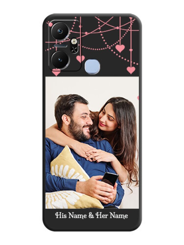Custom Pink Love Hangings with Text on Space Black Custom Soft Matte Back Cover - Infinix Smart 6 Plus