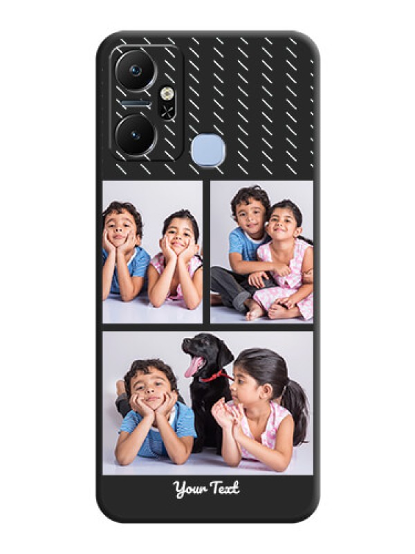 Custom Cross Dotted Pattern with 2 Image Holder on Personalised Space Black Soft Matte Cases - Infinix Smart 6 Plus