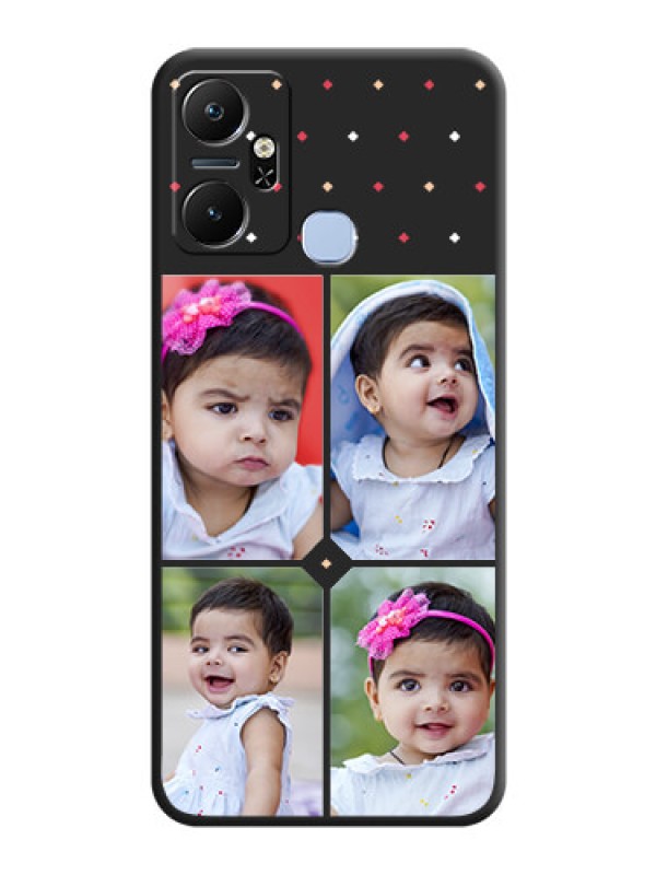 Custom Multicolor Dotted Pattern with 4 Image Holder on Space Black Custom Soft Matte Phone Cases - Infinix Smart 6 Plus