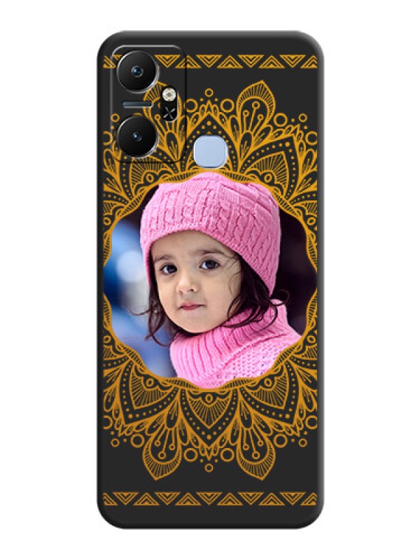 Custom Round Image with Floral Design - Photo on Space Black Soft Matte Mobile Cover - Infinix Smart 6 Plus