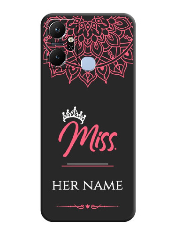 Custom Mrs Name with Floral Design on Space Black Personalized Soft Matte Phone Covers - Infinix Smart 6 Plus