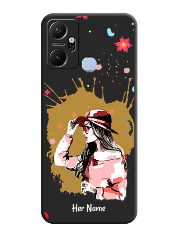 Custom Mordern Lady With Color Splash Background With Custom Text On Space Black Personalized Soft Matte Phone Covers - Infinix Smart 6 Plus