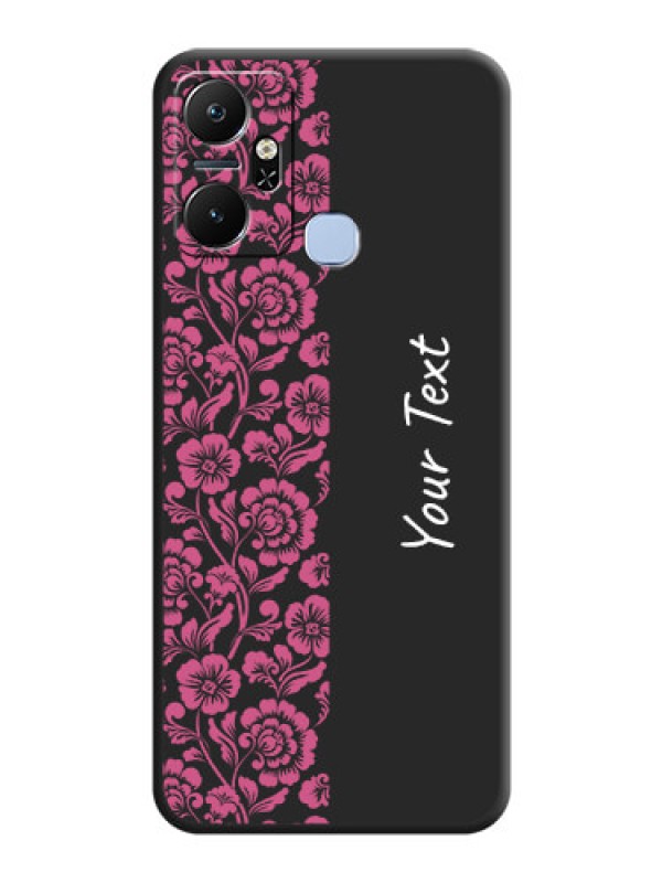 Custom Pink Floral Pattern Design With Custom Text On Space Black Personalized Soft Matte Phone Covers - Infinix Smart 6 Plus