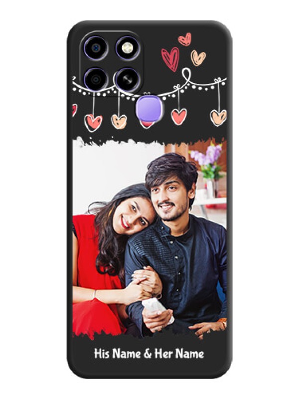 Custom Pink Love Hangings with Name on Space Black Custom Soft Matte Phone Cases - Infinix Smart 6